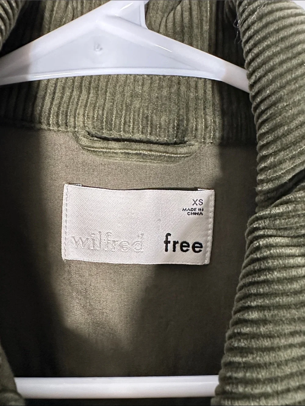 Wilfred Free Corduroy Jacket XS Oversized Olive Green Button Front